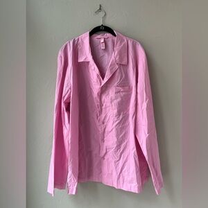 NEW SKIMS MEN’S COTTON POPLIN SLEEP SHIRT IN BUBBLEGUM L